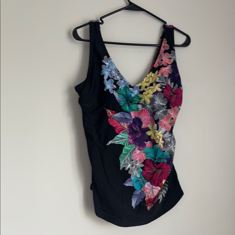 Floral Embroidered Black Women's Top